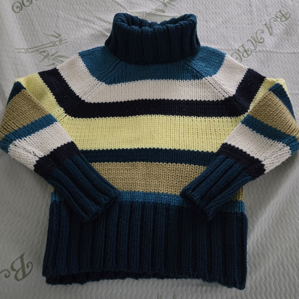 Vintage Takeout Chunky Knit Striped Turtleneck Sweater